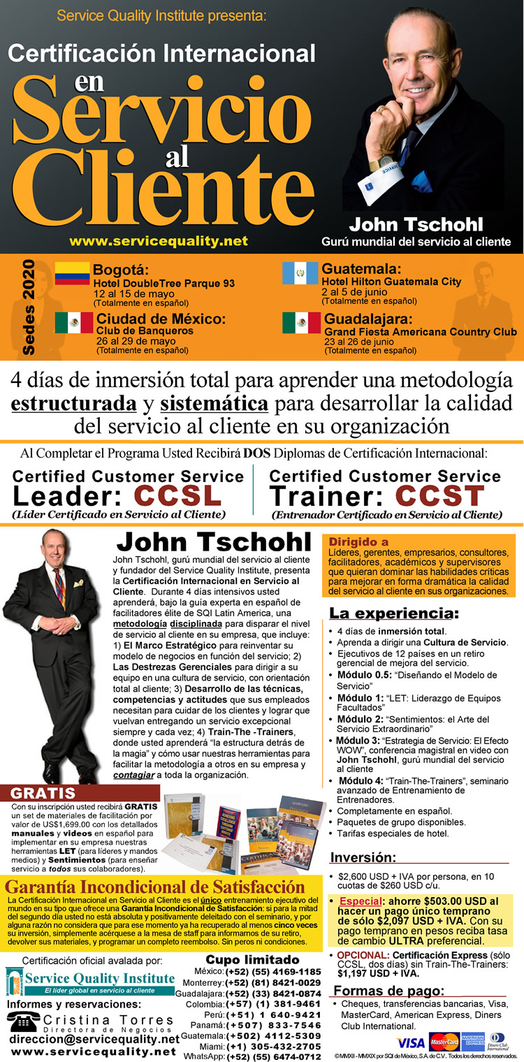 Certificacion Internacional en Servicio al Cliente: click para leer